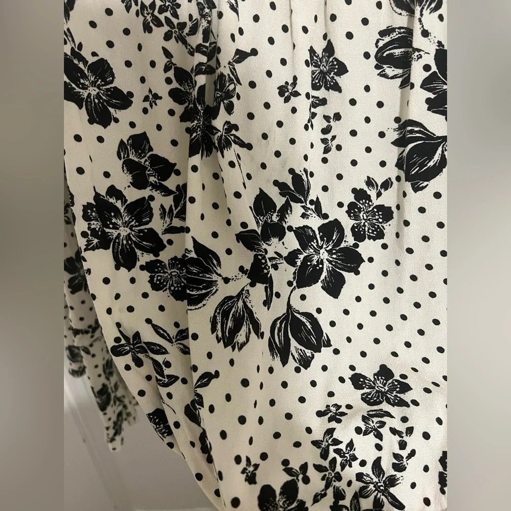 Intimately Free People Cream & Black Floral Boho Peasant Blouse Size Small/Med - Picture 10 of 14